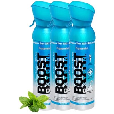 Boost Oxygen L'oxygène pur dans la canette – MENTHE POIVRÉE, 15L d´oxygène pur concentré à 95% dans 3x5L canettes portable pour plus de 300 bouffées d'oxygène pur. Boost Oxygen L'oxygène pur dans la canette – MENTHE POIVRÉE, 15L d´oxygène pur concentré à 95% dans 3x5L canettes portable pour plus de 300 bouffées d'oxygène pur.
