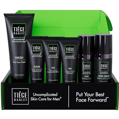 Tiege Hanley Système de soins de la peau pour homme – Niveau 3 Ensemble de produits de routine anti-âge pour homme : nettoyant visage, sérum, hydratant jour et nuit, gommage exfoliant et crème pour Tiege Hanley Système de soins de la peau pour homme – Niveau 3 Ensemble de produits de routine anti-âge pour homme : nettoyant visage, sérum, hydratant jour et nuit, gommage exfoliant et crème pour
