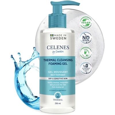 Celenes By Sweden Gel Nettoyant Visage Thermal, Mousse Nettoyante Visage 250ml, Nettoyants Visages Sans Parabèn/Alcool, Demaquillage Visage à l’Extrait Naturel, Nettoyant Visage Peau Sensible & Sèche Celenes By Sweden Gel Nettoyant Visage Thermal, Mousse Nettoyante Visage 250ml, Nettoyants Visages Sans Parabèn/Alcool, Demaquillage Visage à l’Extrait Naturel, Nettoyant Visage Peau Sensible & Sèche