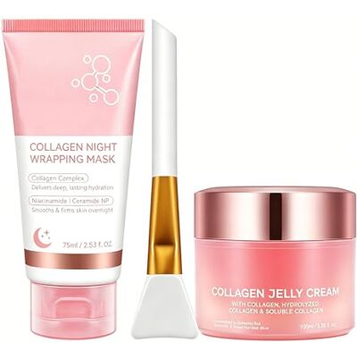 Zoxpm Collagen Night Wrapping Mask Collagène Jelly Cream, Collagène Deep Hydrating Overnight Mask Hydratant Anti-âge, Réduit les ridules et la matité Zoxpm Collagen Night Wrapping Mask Collagène Jelly Cream, Collagène Deep Hydrating Overnight Mask Hydratant Anti-âge, Réduit les ridules et la matité
