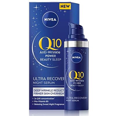 NIVEA Q10 Sérum de nuit anti-rides Power Ultra Recovery (30 ml), sérum visage avec provitamine B5 et Q10, pour une peau plus ferme et plus ferme NIVEA Q10 Sérum de nuit anti-rides Power Ultra Recovery (30 ml), sérum visage avec provitamine B5 et Q10, pour une peau plus ferme et plus ferme