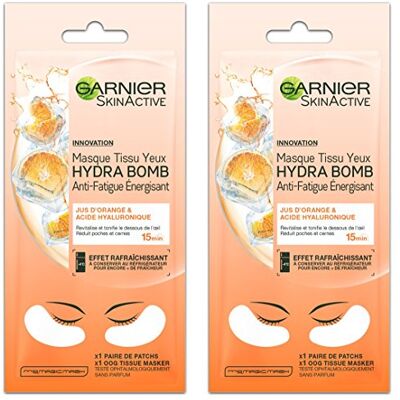 Garnier SkinActive Hydra Bomb Lot de 2 masques anti-énergie pour les yeux en tissu Garnier SkinActive Hydra Bomb Lot de 2 masques anti-énergie pour les yeux en tissu