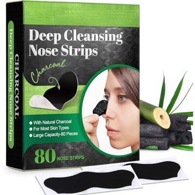 XAYGHE Lot de 80 bandes de retrait de points noirs au charbon de bois pour le visage et les pores Élimination efficace des points noirs pour homme et femme Convient à tous les types de peau – Noir XAYGHE Lot de 80 bandes de retrait de points noirs au charbon de bois pour le visage et les pores Élimination efficace des points noirs pour homme et femme Convient à tous les types de peau – Noir