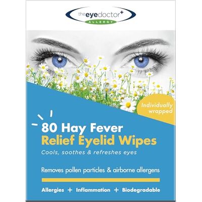 The Eye Doctor Lot de 80 lingettes anti-rhume des foins à usage unique pour les yeux souffrant d'allergies et de rhume des foins – Inflammation, démangeaisons d'eau, maux de tête et migraines – Soulagement apaisant et rafraîchissant The Eye Doctor Lot de 80 lingettes anti-rhume des foins à usage unique pour les yeux souffrant d'allergies et de rhume des foins – Inflammation, démangeaisons d'eau, maux de tête et migraines – Soulagement apaisant et rafraîchissant