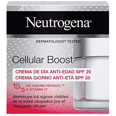 Neutrogena Cellular Boost Crème de jour anti-âge SPF20 Crème anti-rides pour femme contre le stress cellulaire, crème pour le visage acide hyaluronique, rétinol et vitamine C, crème pour le visage SPF Neutrogena Cellular Boost Crème de jour anti-âge SPF20 Crème anti-rides pour femme contre le stress cellulaire, crème pour le visage acide hyaluronique, rétinol et vitamine C, crème pour le visage SPF
