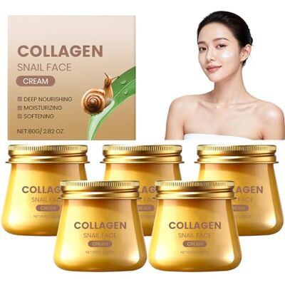 Raevior Crème Visage Collagène Escargot,Crème Hydratante Anti-Rides et Régénérante,Soin Éclaircissant Réparateur et Raffermissant,Texture Légère pour Peau Douce et Lumineuse,Pour Peau Sèche & Sensible (5pcs) Raevior Crème Visage Collagène Escargot,Crème Hydratante Anti-Rides et Régénérante,Soin Éclaircissant Réparateur et Raffermissant,Texture Légère pour Peau Douce et Lumineuse,Pour Peau Sèche & Sensible (5pcs)