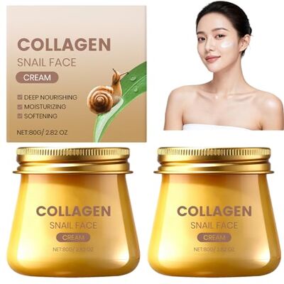 Raevior Crème Visage Collagène Escargot,Crème Hydratante Anti-Rides et Régénérante,Soin Éclaircissant Réparateur et Raffermissant,Texture Légère pour Peau Douce et Lumineuse,Pour Peau Sèche & Sensible (2pcs) Raevior Crème Visage Collagène Escargot,Crème Hydratante Anti-Rides et Régénérante,Soin Éclaircissant Réparateur et Raffermissant,Texture Légère pour Peau Douce et Lumineuse,Pour Peau Sèche & Sensible (2pcs)
