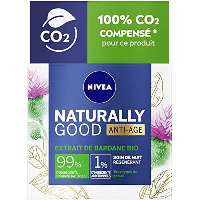 NIVEA NATURALLY GOOD Soin de Nuit Anti-âge à l’Extrait de Bardane Bio & Huile d’Argan Bio 50 ml, crème hydratante tous types de peaux, crème visage hydratation 24H NIVEA NATURALLY GOOD Soin de Nuit Anti-âge à l’Extrait de Bardane Bio & Huile d’Argan Bio 50 ml, crème hydratante tous types de peaux, crème visage hydratation 24H