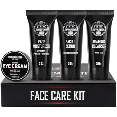 Viking Kit de soins de la peau pour hommes Skin Care Homme Cadeau Homme Comprend une crème hydratante, un gommage du visage, une mousse nettoyante (142 g) et une crème pour les yeux Viking Kit de soins de la peau pour hommes Skin Care Homme Cadeau Homme Comprend une crème hydratante, un gommage du visage, une mousse nettoyante (142 g) et une crème pour les yeux