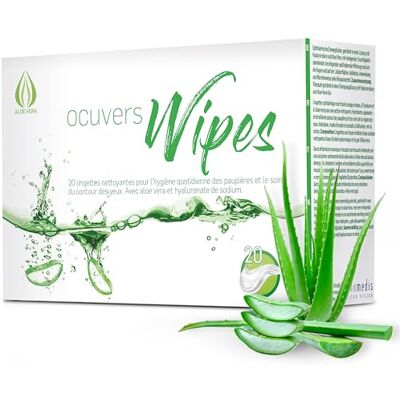 ocuvers Lingettes pour le nettoyage des yeux et l'hygiène des paupières – avec acide hyaluronique et aloe vera – 20 tampons de nettoyage pour les yeux pour le soin des yeux contre les yeux secs, les ocuvers Lingettes pour le nettoyage des yeux et l'hygiène des paupières – avec acide hyaluronique et aloe vera – 20 tampons de nettoyage pour les yeux pour le soin des yeux contre les yeux secs, les