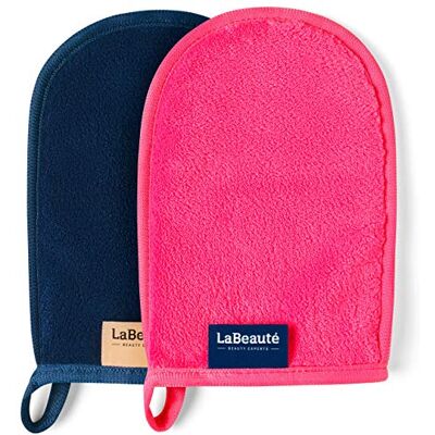 LaBeauté gant de toilette démaquillant (2 pièces) – Démaquillant et nettoyant visage – Lingettes démaquillantes lavables et réutilisables (20 x 13 cm cm, bleu marine et rose) LaBeauté gant de toilette démaquillant (2 pièces) – Démaquillant et nettoyant visage – Lingettes démaquillantes lavables et réutilisables (20 x 13 cm cm, bleu marine et rose)