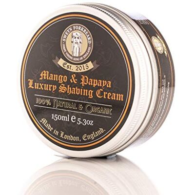 Sweyn Forkbeard Crème à raser bio Mango & Papaye 150 ml – Crème à raser 100 % bio pour homme fabriquée à Londres Sweyn Forkbeard Crème à raser bio Mango & Papaye 150 ml – Crème à raser 100 % bio pour homme fabriquée à Londres