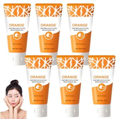 homomdy Gel éclaircissant exfoliant aux enzymes d'orange, gel exfoliant purifiant pour le nettoyage en profondeur, gommage du visage pour une peau lisse et éclaircissante, hydratant pour la peau sèche (6pcs) homomdy Gel éclaircissant exfoliant aux enzymes d'orange, gel exfoliant purifiant pour le nettoyage en profondeur, gommage du visage pour une peau lisse et éclaircissante, hydratant pour la peau sèche (6pcs)
