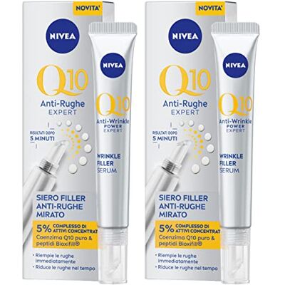 NIVEA Q10 Anti-Rides Sérum Filler Visage Expert Ciblé Formule avec 5 % d'Actifs Concentrés et Peptides Bioxifill à Action Hydratante Lissage Répulpant Raffermissant Anti Âge 2 Flacons de 15 ml NIVEA Q10 Anti-Rides Sérum Filler Visage Expert Ciblé Formule avec 5 % d'Actifs Concentrés et Peptides Bioxifill à Action Hydratante Lissage Répulpant Raffermissant Anti Âge 2 Flacons de 15 ml