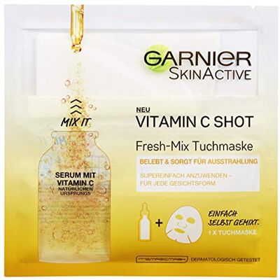 Garnier SkinActive Vitamin C Shot Fresh-Mix Lot de 3 lingettes masques hydratants pour raviver et améliorer le rayonnement 3 x 33 g Garnier SkinActive Vitamin C Shot Fresh-Mix Lot de 3 lingettes masques hydratants pour raviver et améliorer le rayonnement 3 x 33 g