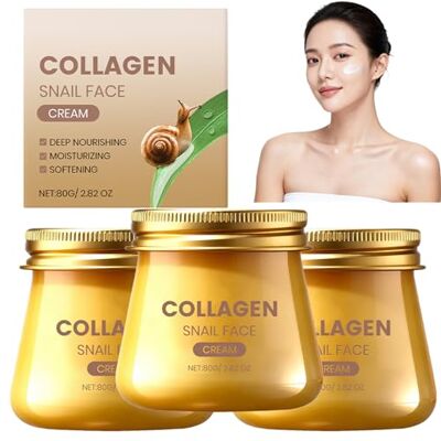 Raevior Crème Visage Collagène Escargot,Crème Hydratante Anti-Rides et Régénérante,Soin Éclaircissant Réparateur et Raffermissant,Texture Légère pour Peau Douce et Lumineuse,Pour Peau Sèche & Sensible (3pcs) Raevior Crème Visage Collagène Escargot,Crème Hydratante Anti-Rides et Régénérante,Soin Éclaircissant Réparateur et Raffermissant,Texture Légère pour Peau Douce et Lumineuse,Pour Peau Sèche & Sensible (3pcs)