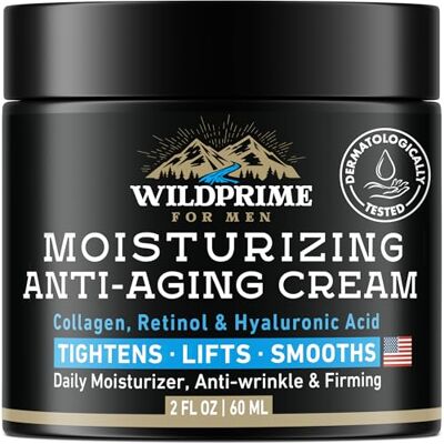 WildPRIME Crème hydratante pour le visage pour homme Anti-âge et rides Fabriquée aux États-Unis Collagène, acide hyaluronique, vitamines E & A, huile d'avocat Lotion après-rasage Soin de la peau du WildPRIME Crème hydratante pour le visage pour homme Anti-âge et rides Fabriquée aux États-Unis Collagène, acide hyaluronique, vitamines E & A, huile d'avocat Lotion après-rasage Soin de la peau du