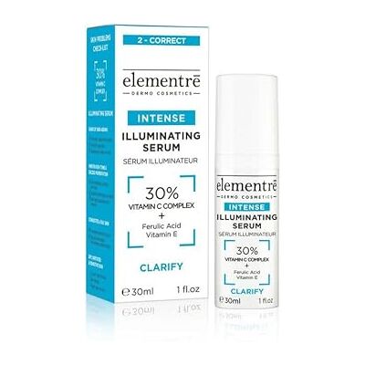 elementrē Elementre Sérum éclaircissant à 30 % de vitamine C 30 ml Pour un teint éclatant et un effet anti-âge Sérum éclaircissant pour peaux normales, sèches et sensibles Vitamine C, acide férulique elementrē Elementre Sérum éclaircissant à 30 % de vitamine C 30 ml Pour un teint éclatant et un effet anti-âge Sérum éclaircissant pour peaux normales, sèches et sensibles Vitamine C, acide férulique