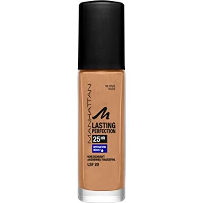 Manhattan Lasting Perfection True Nude 66 Fond de teint hydratant longue durée Haut pouvoir couvrant Pour un teint impeccable 30 ml Manhattan Lasting Perfection True Nude 66 Fond de teint hydratant longue durée Haut pouvoir couvrant Pour un teint impeccable 30 ml