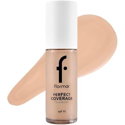 Flormar Perfect Coverage Foundation – Fond de teint liquide haute couvrance avec SPF 15 – hydratation longue durée pour un fini naturel avec protection solaire quotidienne, 101 Pastelle Flormar Perfect Coverage Foundation – Fond de teint liquide haute couvrance avec SPF 15 – hydratation longue durée pour un fini naturel avec protection solaire quotidienne, 101 Pastelle
