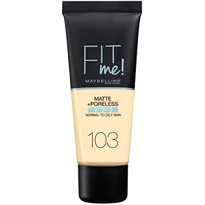 Maybelline New York Fit me! Matte & Poreless Maquillage N°103 Pure Ivory, 30 ml Maybelline New York Fit me! Matte & Poreless Maquillage N°103 Pure Ivory, 30 ml