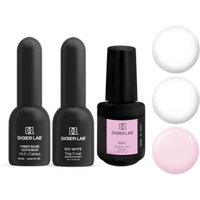 DIDIER LAB Premium Set Vernis Gel Fiber Base Coat UV 10 ml Gel Fabricant BBIO Milky Pink 15 ml Pas de Top Coat Super Shiny UV 10 ml Sans HEMA TPO Pour Reconstruction et Renforcement des DIDIER LAB Premium Set Vernis Gel Fiber Base Coat UV 10 ml Gel Fabricant BBIO Milky Pink 15 ml Pas de Top Coat Super Shiny UV 10 ml Sans HEMA TPO Pour Reconstruction et Renforcement des