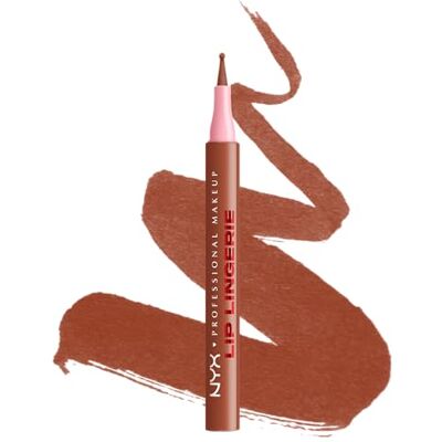 NYX PROFESSIONAL MAKEUP Lip Lingerie Lipliner Stain, Crayon à lèvres résistant à l'eau et aux taches pour des contours précis, tenue longue durée avec pointe ultra fine, couleur Naughty Nude NYX PROFESSIONAL MAKEUP Lip Lingerie Lipliner Stain, Crayon à lèvres résistant à l'eau et aux taches pour des contours précis, tenue longue durée avec pointe ultra fine, couleur Naughty Nude