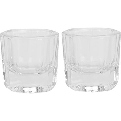 SOLUSTRE Lot de 2 bols en verre pour nail art Acrylique liquide Pour poudre liquide Pour le nail art et la manucure SOLUSTRE Lot de 2 bols en verre pour nail art Acrylique liquide Pour poudre liquide Pour le nail art et la manucure