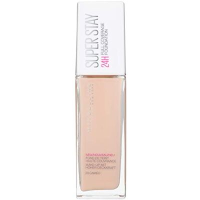 Maybelline Fond de teint New York – Superstay 24 Hour Longlasting – Sensation légère – Résistant à l'eau et aux transferts – 30 ml – Teinte : 20 – Cameo Maybelline Fond de teint New York – Superstay 24 Hour Longlasting – Sensation légère – Résistant à l'eau et aux transferts – 30 ml – Teinte : 20 – Cameo