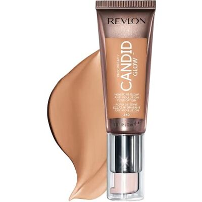 REVLON Photoready Candid Glow, Fond de Teint Liquid, pour Peaux Sensibles et Sèches, Fini Lumineux et Hydratant, Couvrance Modulable TransparenteàMoyenne, Anti-Pollution, N120 Buff, 22 Ml REVLON Photoready Candid Glow, Fond de Teint Liquid, pour Peaux Sensibles et Sèches, Fini Lumineux et Hydratant, Couvrance Modulable TransparenteàMoyenne, Anti-Pollution, N120 Buff, 22 Ml