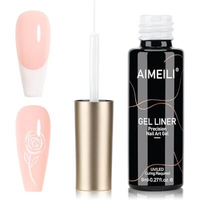 AIMEILI Liner Gel Nail Art UV Gel Vernis à Ongles pour la Peinture au Trait Manucure Française Blanc 8ml AIMEILI Liner Gel Nail Art UV Gel Vernis à Ongles pour la Peinture au Trait Manucure Française Blanc 8ml