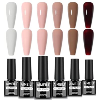 AIMEILI Vernis à Ongles Gel 6 Couleurs Marron Automne Hiver, Vernis Semi Permanent Soak Off UV LED Manucure Nail Art Longue Durée 5ml Kit 97 AIMEILI Vernis à Ongles Gel 6 Couleurs Marron Automne Hiver, Vernis Semi Permanent Soak Off UV LED Manucure Nail Art Longue Durée 5ml Kit 97