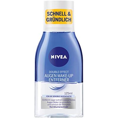 NIVEA Dissolvant double effet pour les yeux (125 ml), nettoyage du visage avec formule nourrissante et protection des cils, démaquillant pour maquillage extrêmement imperméable NIVEA Dissolvant double effet pour les yeux (125 ml), nettoyage du visage avec formule nourrissante et protection des cils, démaquillant pour maquillage extrêmement imperméable