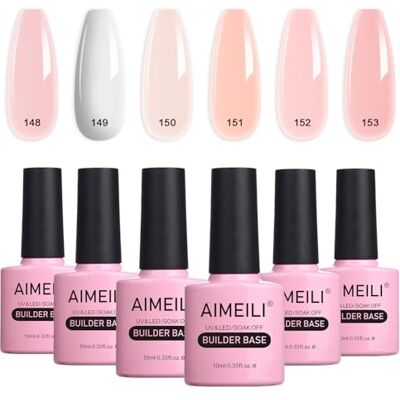 AIMEILI 5 en 1 Builder Gel Set 6 Couleurs Base et Structure pour Extensions, pour Nail Art, Décorations et Stickers, Renforcement et Réparation de manucure Kit 36 AIMEILI 5 en 1 Builder Gel Set 6 Couleurs Base et Structure pour Extensions, pour Nail Art, Décorations et Stickers, Renforcement et Réparation de manucure Kit 36