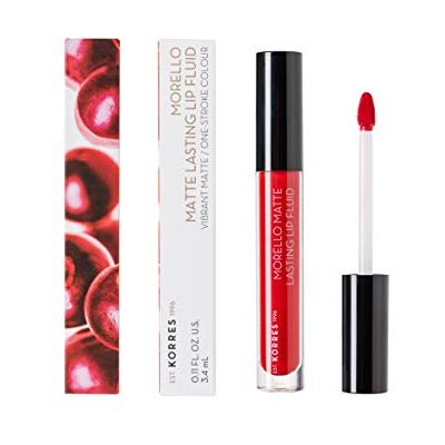 KORRES Morello N° 53 Red Velvet Fluide à lèvres longue tenue 3,4 ml KORRES Morello N° 53 Red Velvet Fluide à lèvres longue tenue 3,4 ml