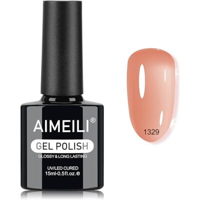 AIMEILI 15ml Vernis Gel Semi Permanent Rose Nude Clair, Vernis à Ongles Gelée de Cristal UV LED Salon de Manucure DIY Home 1329 AIMEILI 15ml Vernis Gel Semi Permanent Rose Nude Clair, Vernis à Ongles Gelée de Cristal UV LED Salon de Manucure DIY Home 1329