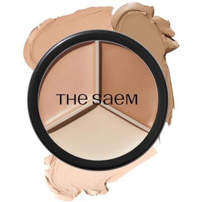 the SAEM THESAEM Cover Perfection Triple Pot Concealer Anti-cernes 3 couleurs à fort pouvoir couvrant en beige naturel Couvre les imperfections et les taches, surligneur et contouring, 02 Contour Beige the SAEM THESAEM Cover Perfection Triple Pot Concealer Anti-cernes 3 couleurs à fort pouvoir couvrant en beige naturel Couvre les imperfections et les taches, surligneur et contouring, 02 Contour Beige