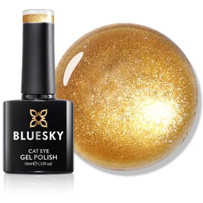 BLUESKY Cat Eye Gel Nail Polish 10ml, Goldleaf Shine AGW01, Metallic Gold Magnetic Gel Nail Polish with Cat Eye Effect, Gel for LED UV Lamp, Long-Lasting, Salon & Home Manicures BLUESKY Cat Eye Gel Nail Polish 10ml, Goldleaf Shine AGW01, Metallic Gold Magnetic Gel Nail Polish with Cat Eye Effect, Gel for LED UV Lamp, Long-Lasting, Salon & Home Manicures