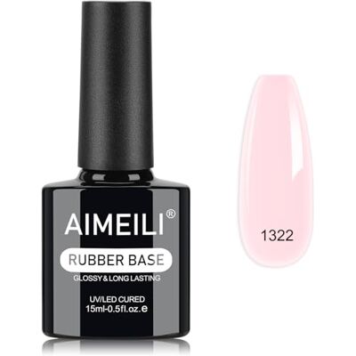 AIMEILI 5 en 1 Rubber Base Coat 15ML, Nude Rose Gel Base Caoutchouc UV LED Renforcement et Réparation de Manucure, Colle de Décorations (1322) AIMEILI 5 en 1 Rubber Base Coat 15ML, Nude Rose Gel Base Caoutchouc UV LED Renforcement et Réparation de Manucure, Colle de Décorations (1322)