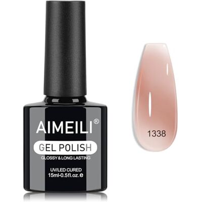 AIMEILI 15ml Vernis Gel Semi Permanent Rose Nude Clair, Vernis à Ongles Gelée de Cristal UV LED Salon de Manucure DIY Home 1338 AIMEILI 15ml Vernis Gel Semi Permanent Rose Nude Clair, Vernis à Ongles Gelée de Cristal UV LED Salon de Manucure DIY Home 1338