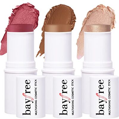 KIMUSE Bâton de blush crème, surligneur et contouring, texture crémeuse avec finition lumineuse, polyvalent, facile à utiliser, maquillage pour tous les types de peau (Quartz Rose Trio) KIMUSE Bâton de blush crème, surligneur et contouring, texture crémeuse avec finition lumineuse, polyvalent, facile à utiliser, maquillage pour tous les types de peau (Quartz Rose Trio)