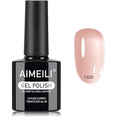 AIMEILI 15ml Vernis Gel Semi Permanent Rose Nude Clair, Vernis à Ongles Gelée de Cristal UV LED Salon de Manucure DIY Home 1328 AIMEILI 15ml Vernis Gel Semi Permanent Rose Nude Clair, Vernis à Ongles Gelée de Cristal UV LED Salon de Manucure DIY Home 1328
