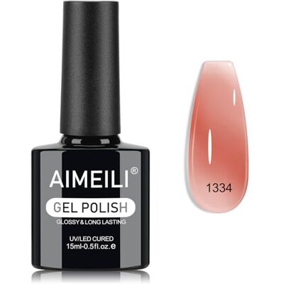 AIMEILI 15ml Vernis Gel Semi Permanent Rose Nude Clair, Vernis à Ongles Gelée de Cristal UV LED Salon de Manucure DIY Home 1334 AIMEILI 15ml Vernis Gel Semi Permanent Rose Nude Clair, Vernis à Ongles Gelée de Cristal UV LED Salon de Manucure DIY Home 1334