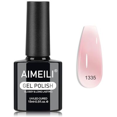 AIMEILI 15ml Vernis Gel Semi Permanent Rose Nude Clair, Vernis à Ongles Gelée de Cristal UV LED Salon de Manucure DIY Home 1335 AIMEILI 15ml Vernis Gel Semi Permanent Rose Nude Clair, Vernis à Ongles Gelée de Cristal UV LED Salon de Manucure DIY Home 1335