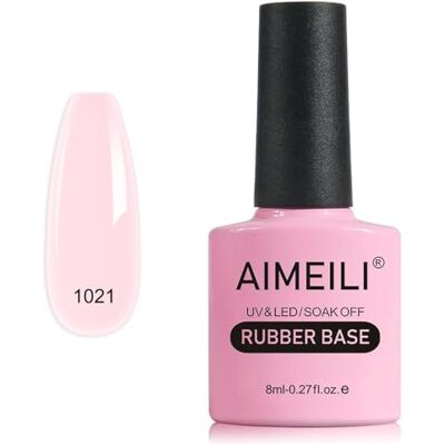 AIMEILI 5 en 1 Rubber Base Coat Vernis Semi Permanent Natural Nu Rose Gel UV LED Renforcement et Réparation de Manucure, Colle de Décorations 8ml (1021) AIMEILI 5 en 1 Rubber Base Coat Vernis Semi Permanent Natural Nu Rose Gel UV LED Renforcement et Réparation de Manucure, Colle de Décorations 8ml (1021)