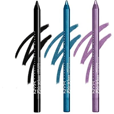 NYX PROFESSIONAL MAKEUP NYX Professional Makup Lot de 3 eyeliner longue durée, noir (noir) & turquoise (turquoise) et violet (violet) NYX PROFESSIONAL MAKEUP NYX Professional Makup Lot de 3 eyeliner longue durée, noir (noir) & turquoise (turquoise) et violet (violet)