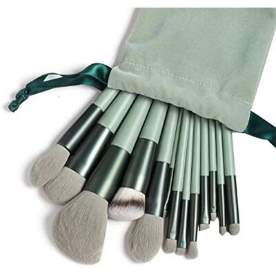 Eowppue Lot de 13 pinceaux de maquillage synthétiques de qualité supérieure pour poudre, correcteur, surligneur, fond de teint, eyeliner (vert avec sac de rangement) Eowppue Lot de 13 pinceaux de maquillage synthétiques de qualité supérieure pour poudre, correcteur, surligneur, fond de teint, eyeliner (vert avec sac de rangement)