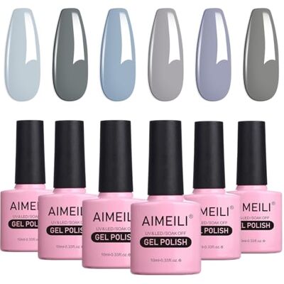 AIMEILI 6 Pcs 10ml Vernis Gel Semi Permanent Gris, Lot Vernis à Ongles Gel UV LED Soak Off Manucure Salon Longue Durée Varnish Kit 25 AIMEILI 6 Pcs 10ml Vernis Gel Semi Permanent Gris, Lot Vernis à Ongles Gel UV LED Soak Off Manucure Salon Longue Durée Varnish Kit 25
