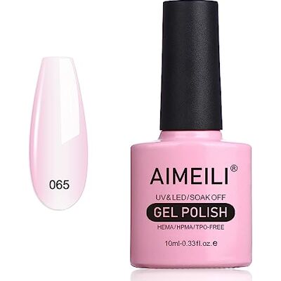AIMEILI Vernis à Ongles Gel Sans HEMA Vernis Semi Permanent Soak Off UV LED Gel Polish 10ml Rose Translucide (065) AIMEILI Vernis à Ongles Gel Sans HEMA Vernis Semi Permanent Soak Off UV LED Gel Polish 10ml Rose Translucide (065)