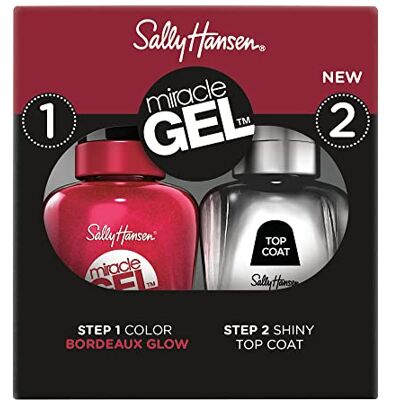 Sally Hansen Vernis à ongles Miracle Gel, vernis gel sans lampe UV, effet manucure professionnelle, Bordeaux Glow, Lot de 2 Sally Hansen Vernis à ongles Miracle Gel, vernis gel sans lampe UV, effet manucure professionnelle, Bordeaux Glow, Lot de 2